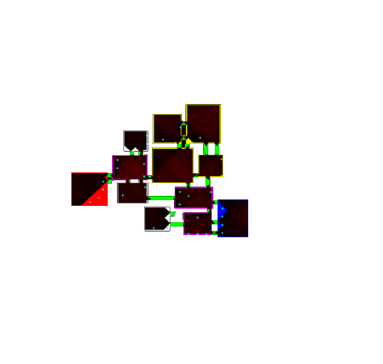 An example generated level with it's heatmap rendered on top